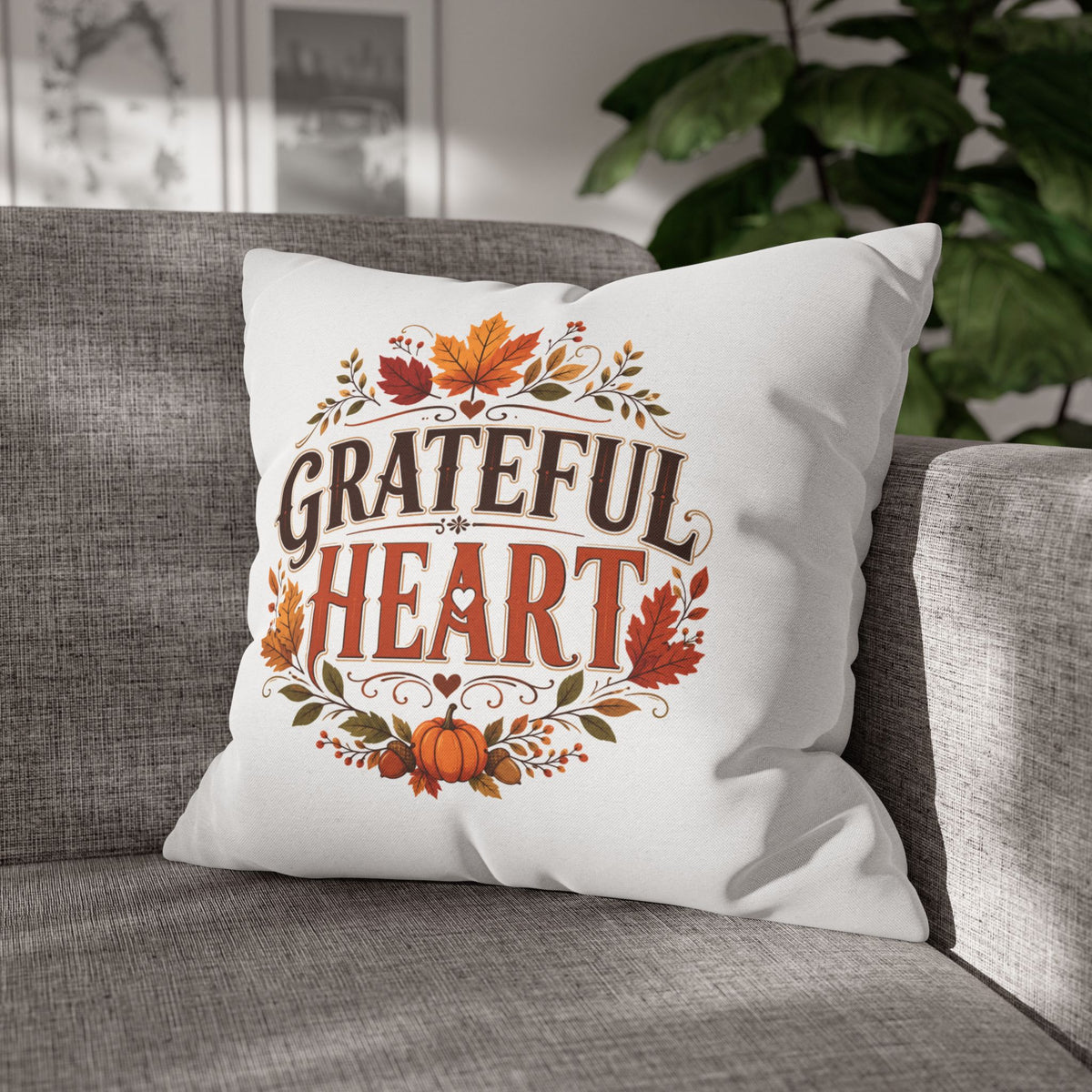 Thanksgiving Grateful Heart Fall Pillowcase - Thanksgiving Autumn Decorative Throw Cover
