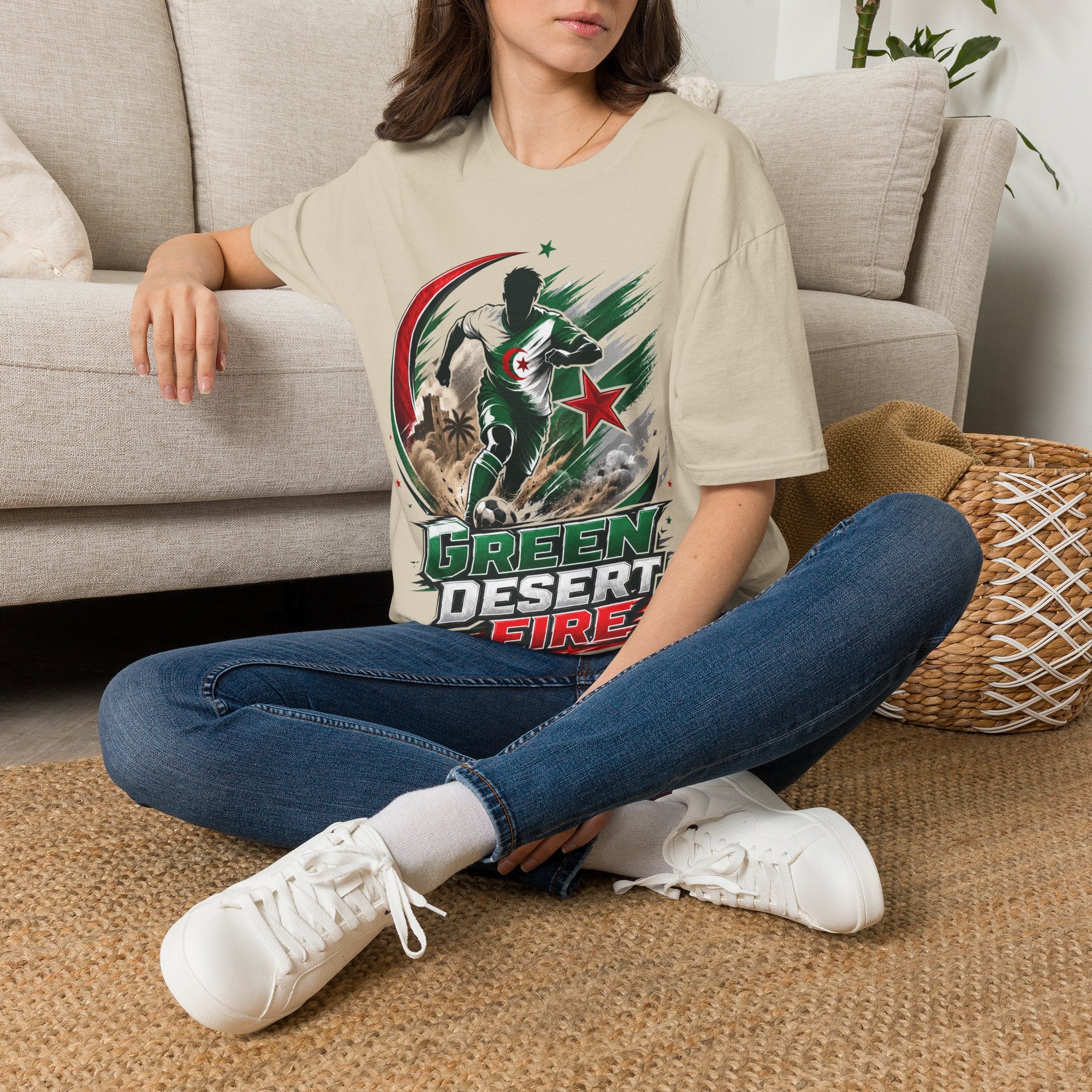 Algeria Football Fan Tee — "Green Desert Fire" Soccer Shirt