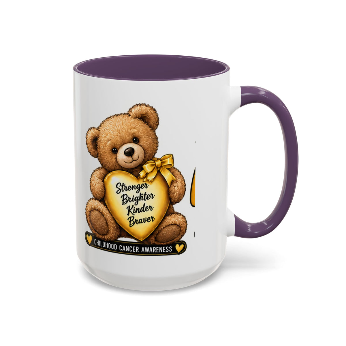 Gold Ribbon Teddy Bear Childhood Cancer Awareness Accent Mug (11/15oz)