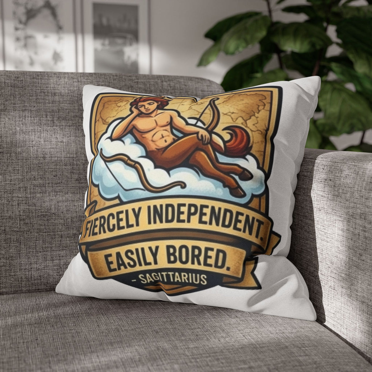 Sagittarius Zodiac Pillowcase – "Fiercely Independent, Easily Bored" Decorative Throw Pillow Cover