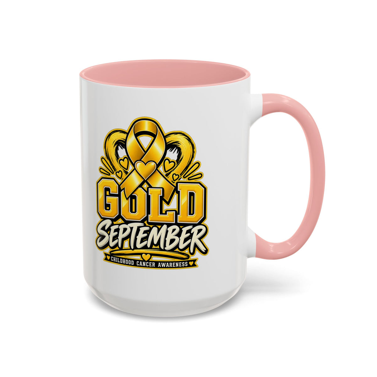 Gold September Coffee Mug — Childhood Cancer Awareness Accent Mug (11/15oz)
