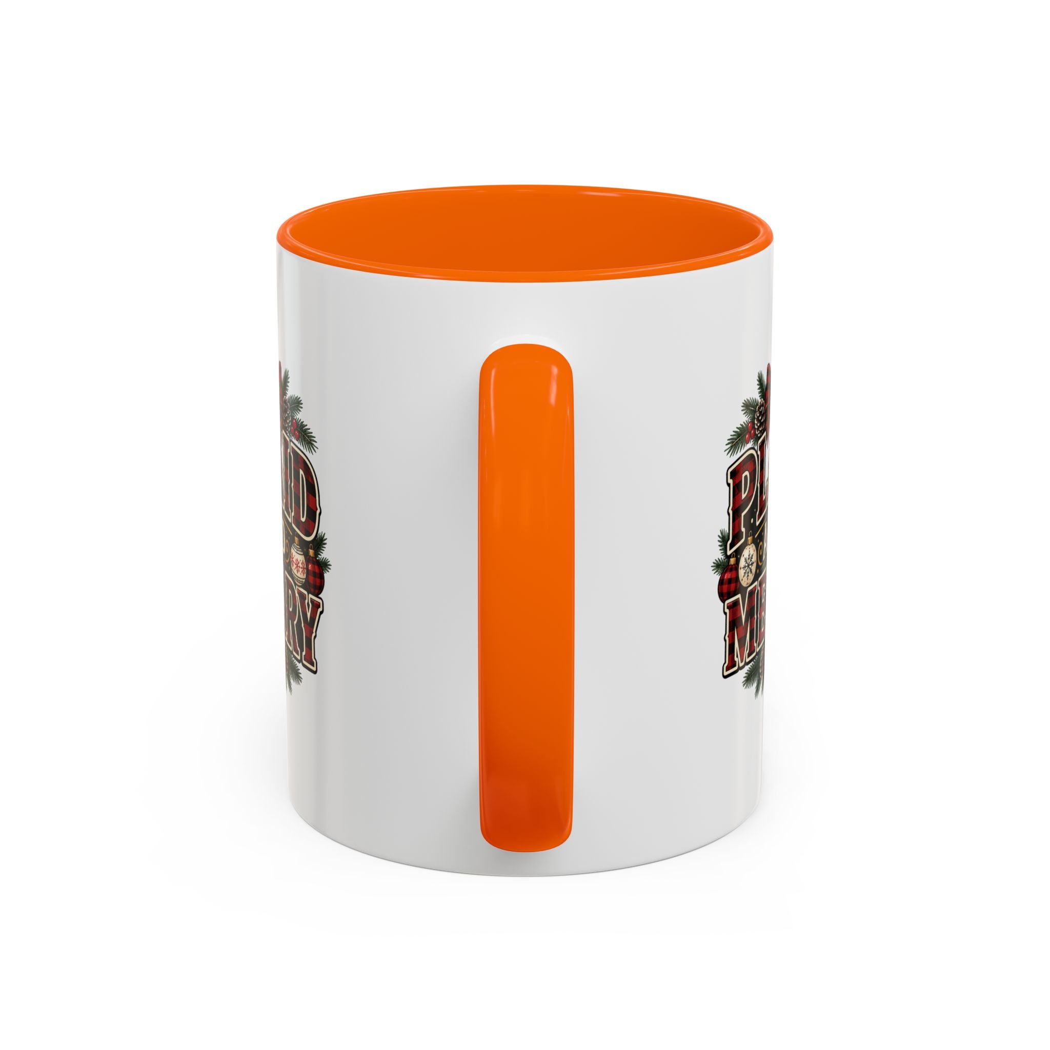 Plaid and Merry Accent Coffee Mug — Festive Buffalo Check Christmas Mug