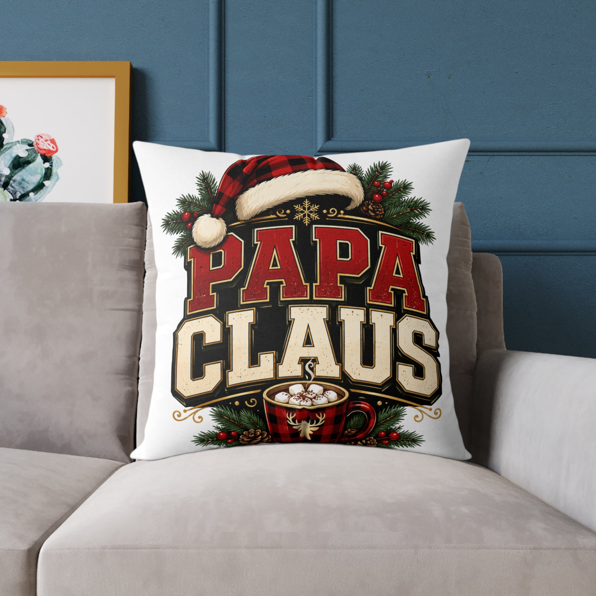 Papa Claus Christmas Pillow — Festive Holiday Throw Pillow for Dad