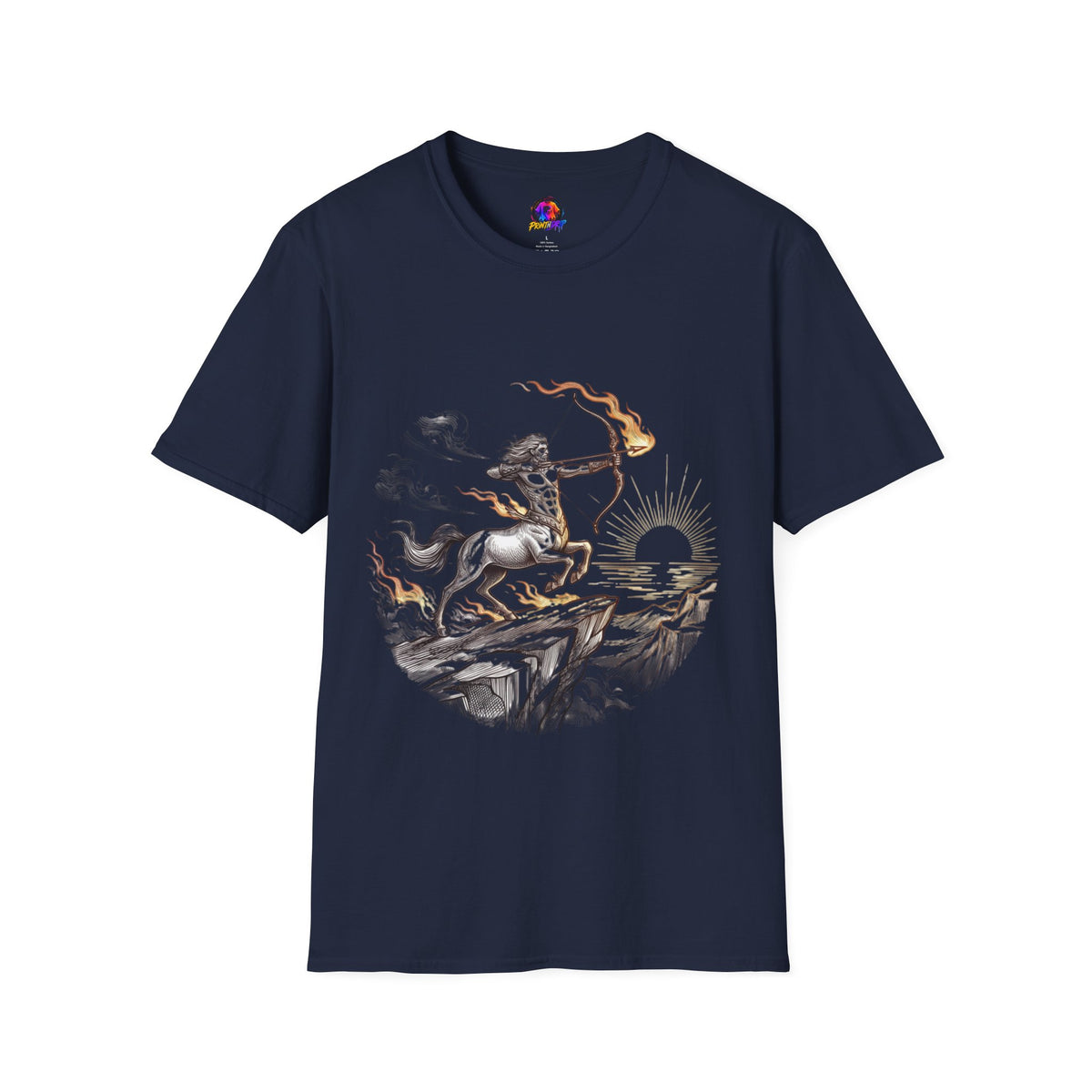 Sagittarius Centaur Archer T-Shirt — Mythical Archer Graphic Tee (Flaming Bow)