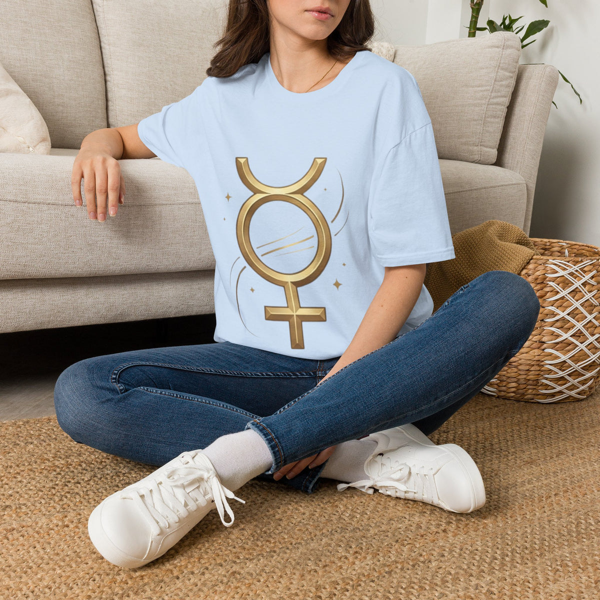 Virgo Zodiac  Mercury Astrology T-Shirt — Gold  Symbol Zodiac Tee