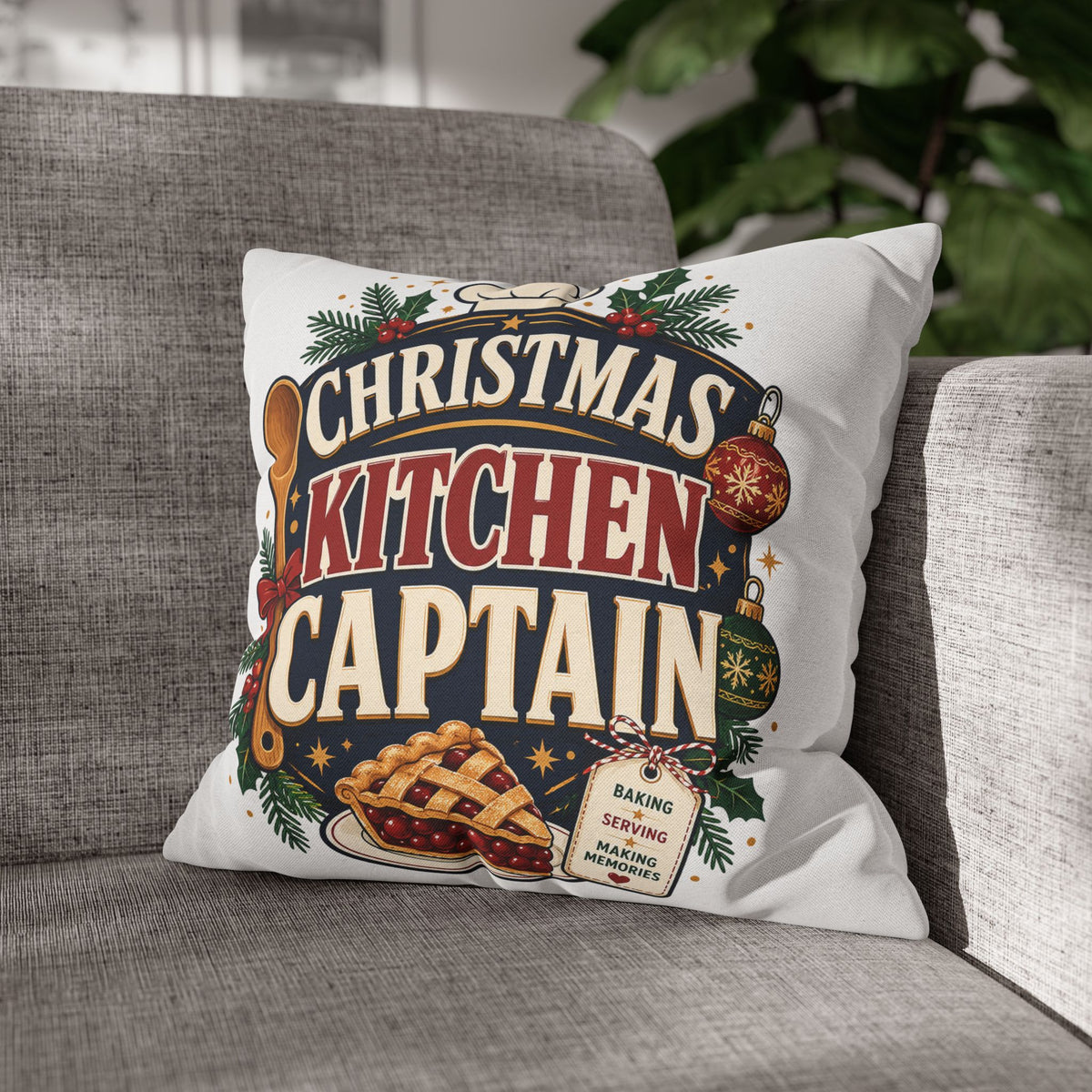 Christmas Kitchen Captain Pillowcase Modern Day Christmas  — Holiday Baking Decorative Throw Pillowcase