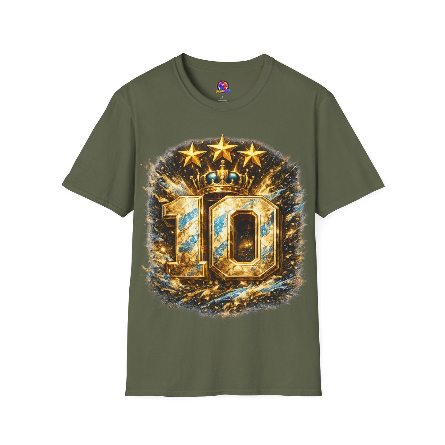 Argentina, MESSI #10 T-Shirt — Gold Crown '10' Victory Graphic Tee