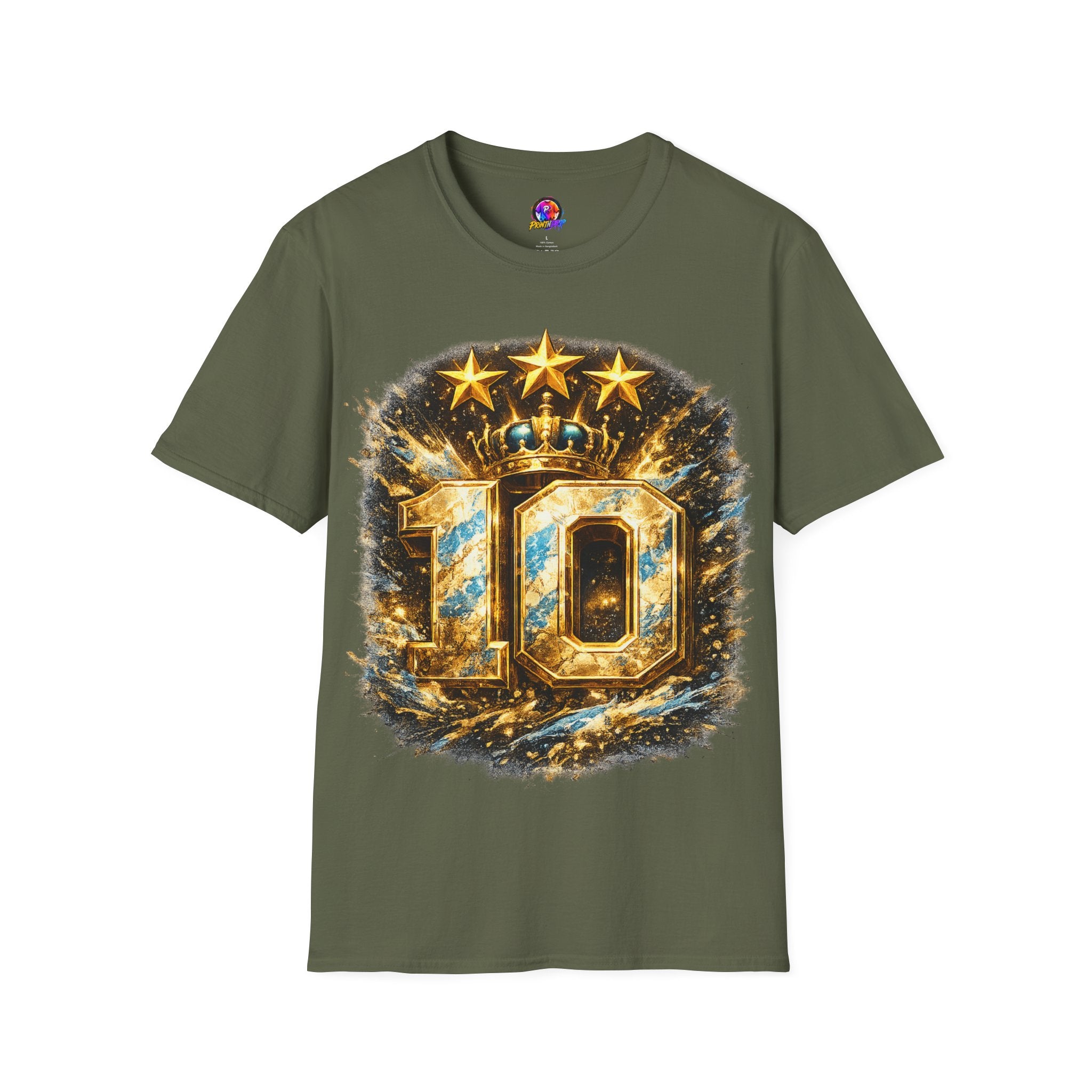 Argentina, MESSI #10 T-Shirt — Gold Crown '10' Victory Graphic Tee
