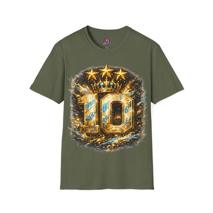 Argentina, MESSI #10 T-Shirt — Gold Crown '10' Victory Graphic Tee