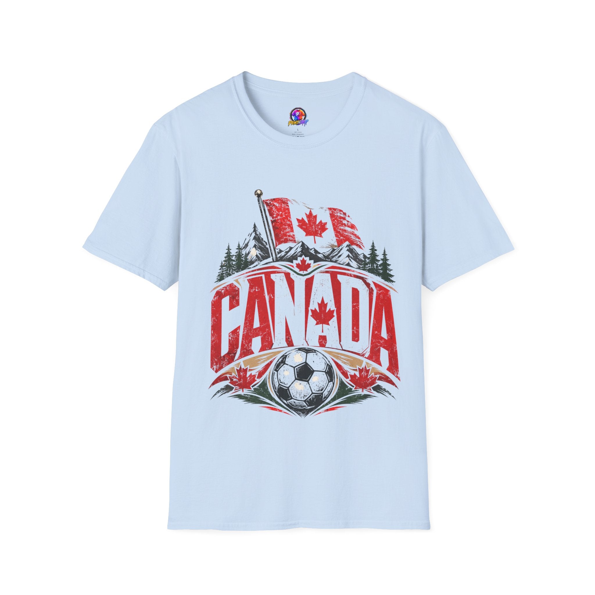 Canada Soccer T‑Shirt — Canadian Flag & Maple Leaf Crest