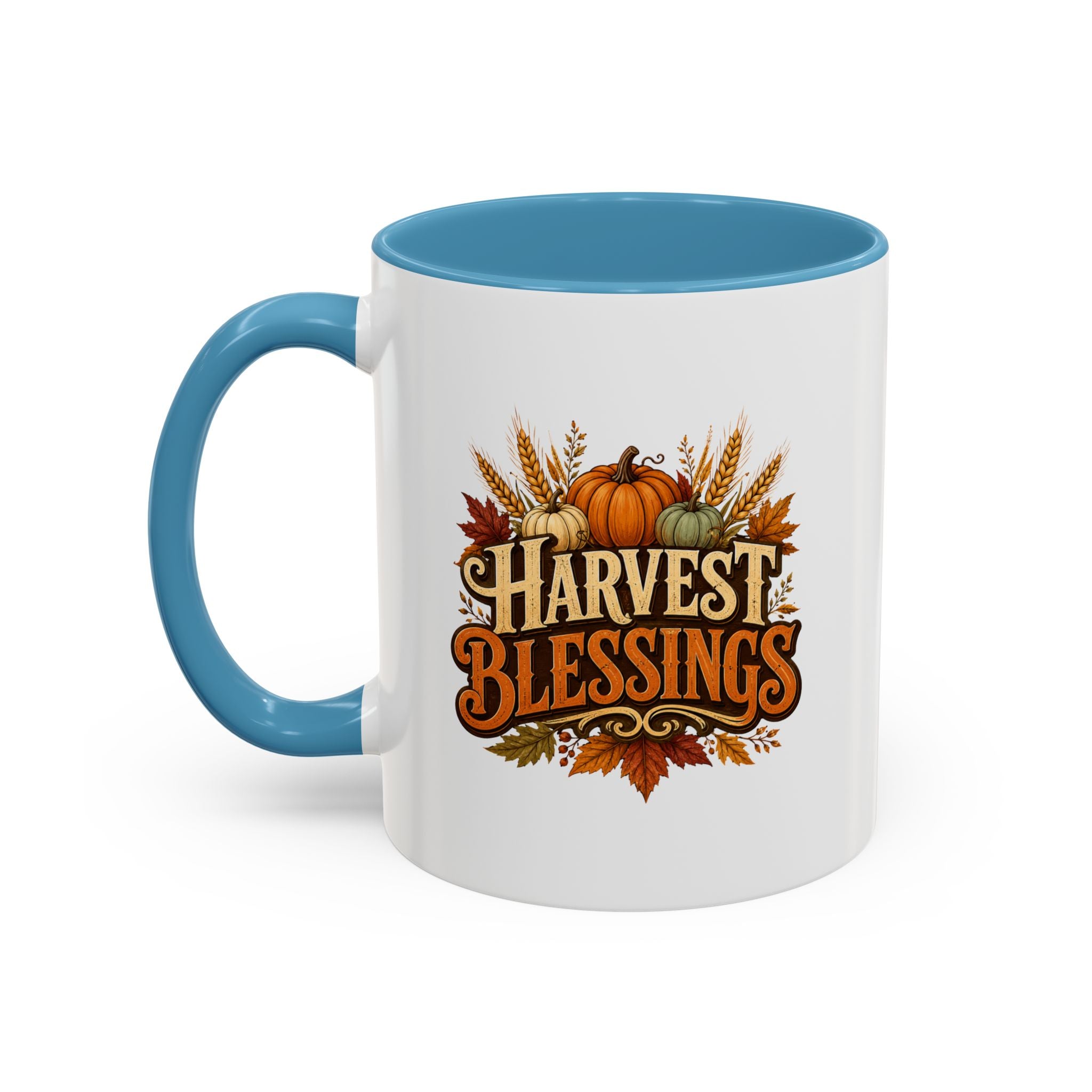 Thanksgiving Mug Harvest Blessings Coffee Mug — Fall Pumpkin & Wheat Thanksgiving Mug