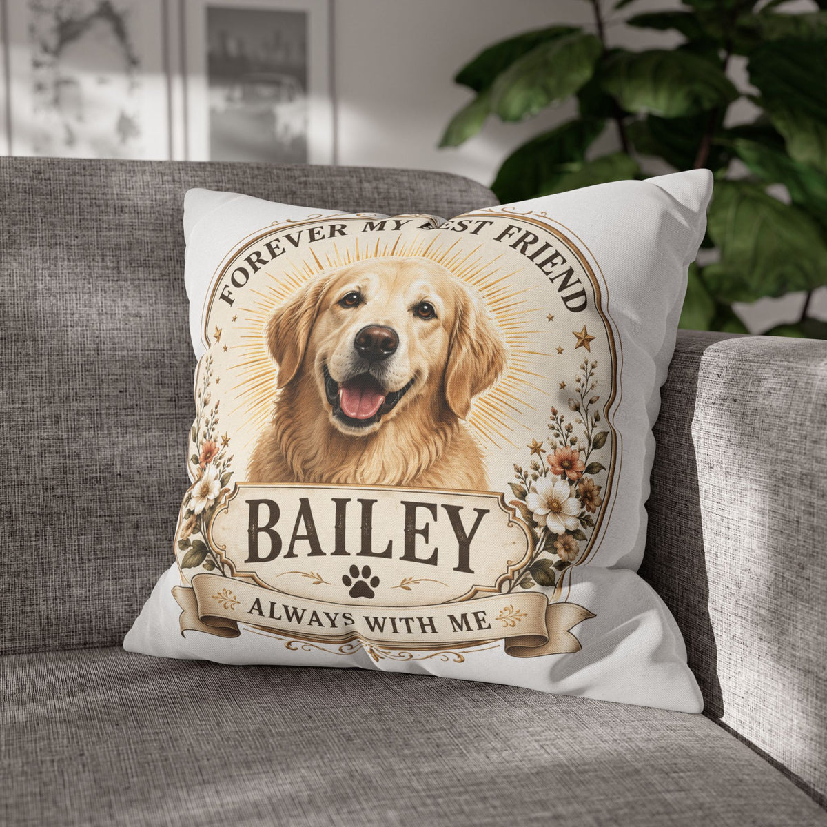Personalized Dog Pillowcase Milo Bailey Dog Dad Mom - "Forever My Best Friend" Golden Retriever Tribute