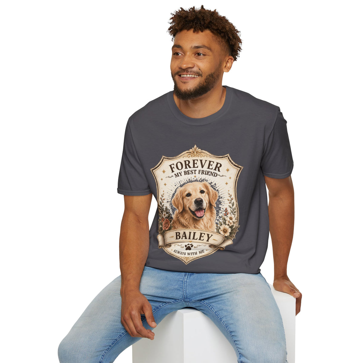 Dog Memorial T-Shirt — "Forever My Best Friend" Personalized Golden Retriever Tribute
