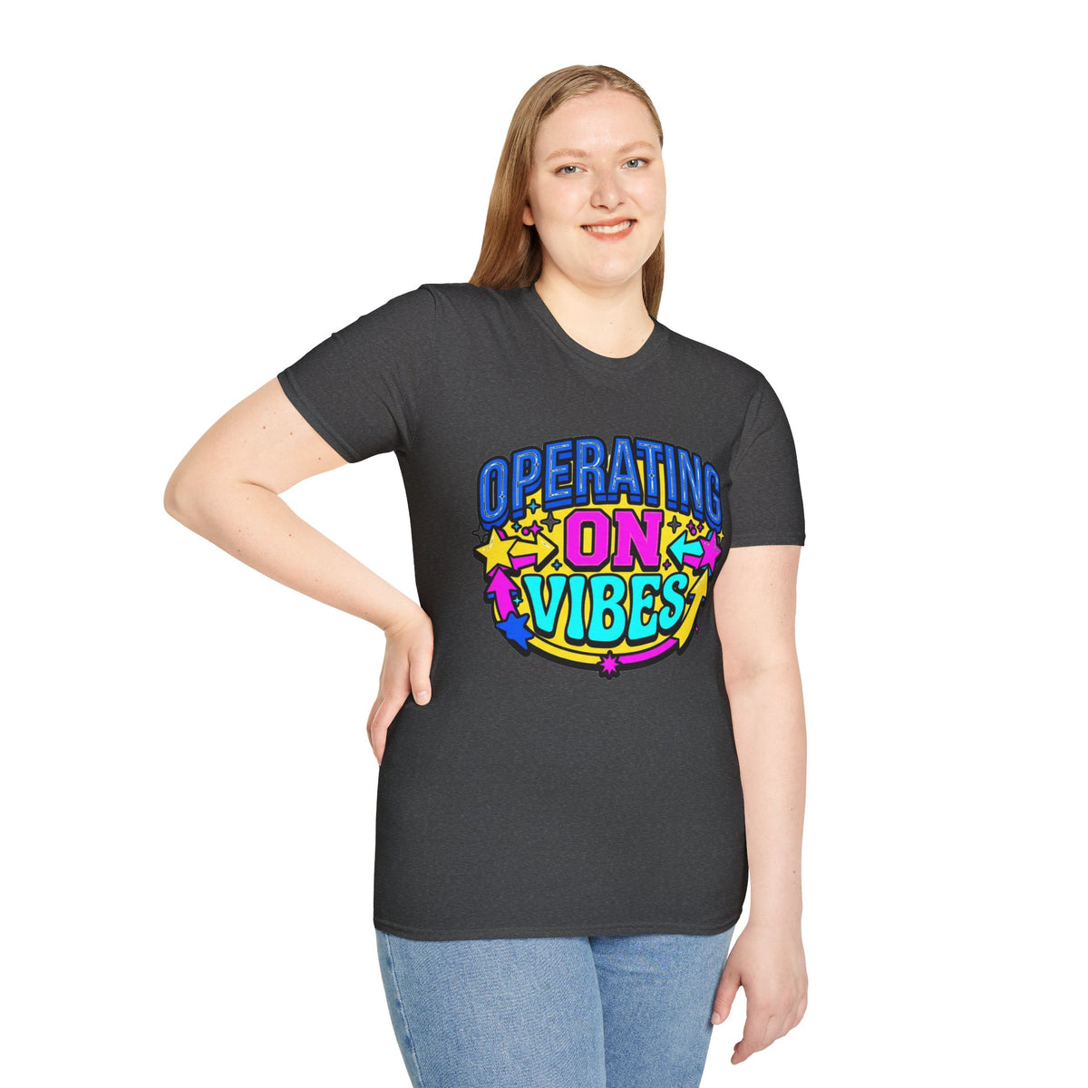 Operating On Good Vibes T-Shirt — Retro Rainbow Positive Energy Tee - Trending Now - August 2026