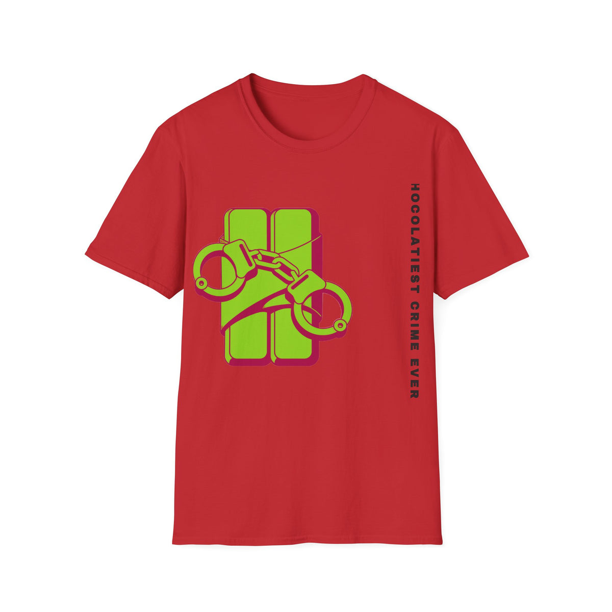 Chocolateie Graphic T‑Shirt — Green Candy Bar with Handcuffs Design - Trending Now - September 2026