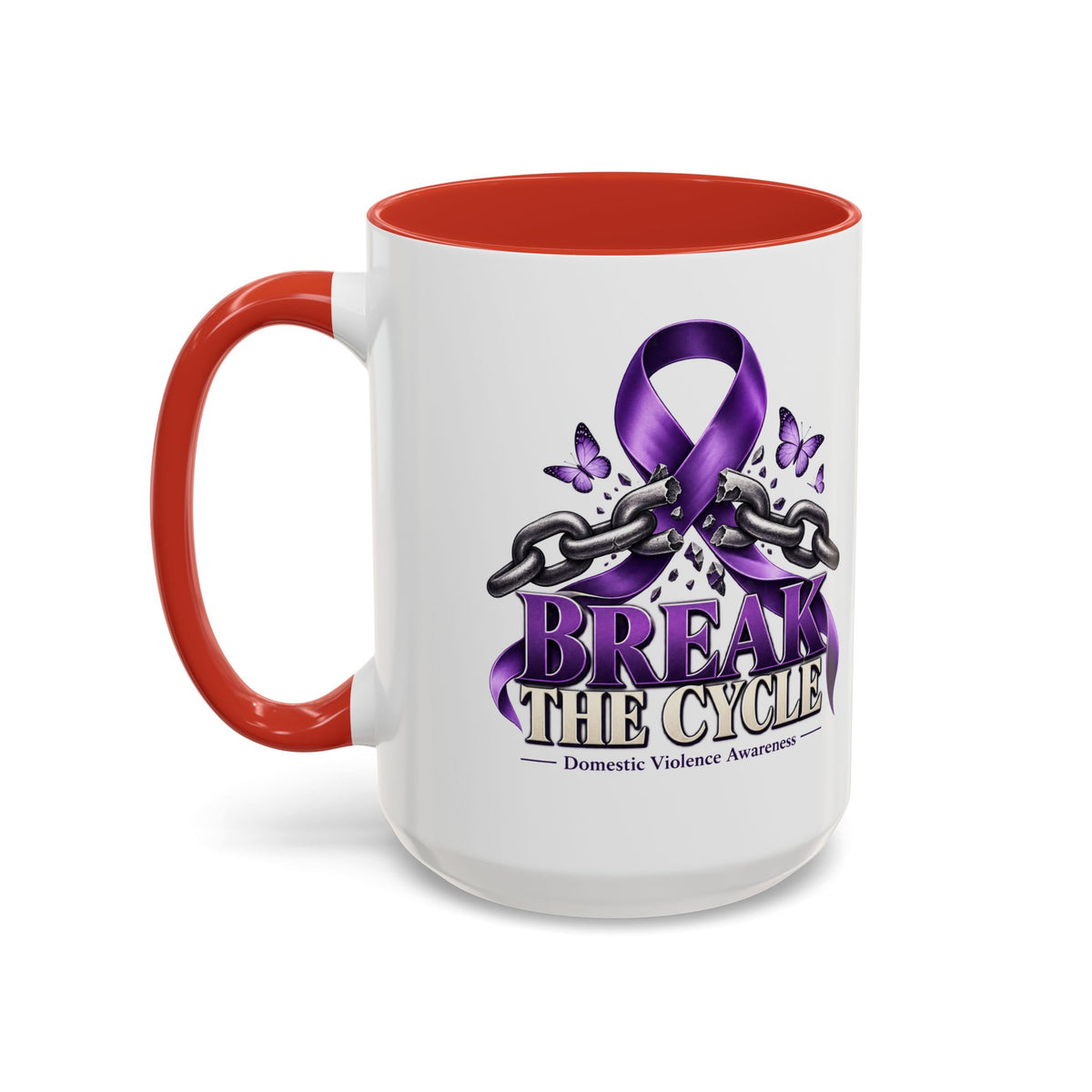 Break the Cycle Coffee Mug – Domestic Violence Awareness Purple Ribbon (11/15oz)