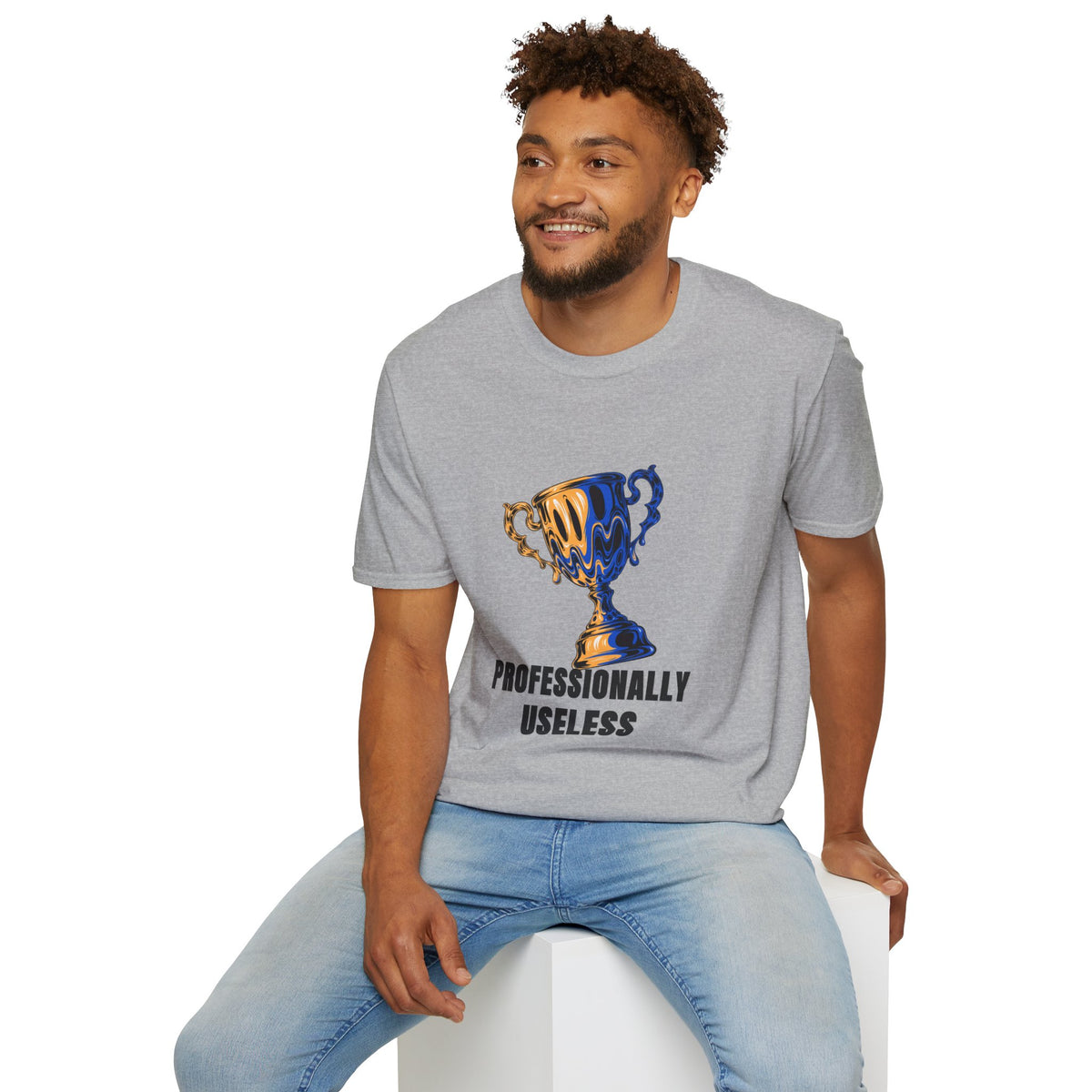Professionally Useless T-Shirt — Retro Melting Trophy Graphic Tee - Trending Now - August 2026