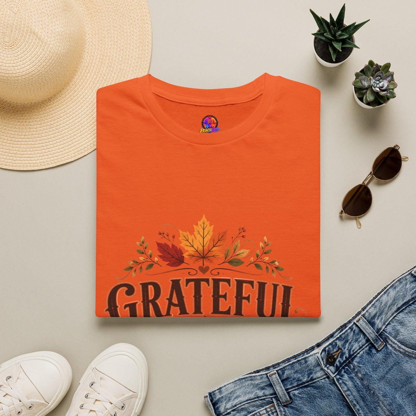 Grateful Heart T-Shirt — Autumn Leaves Thanksgiving Tee