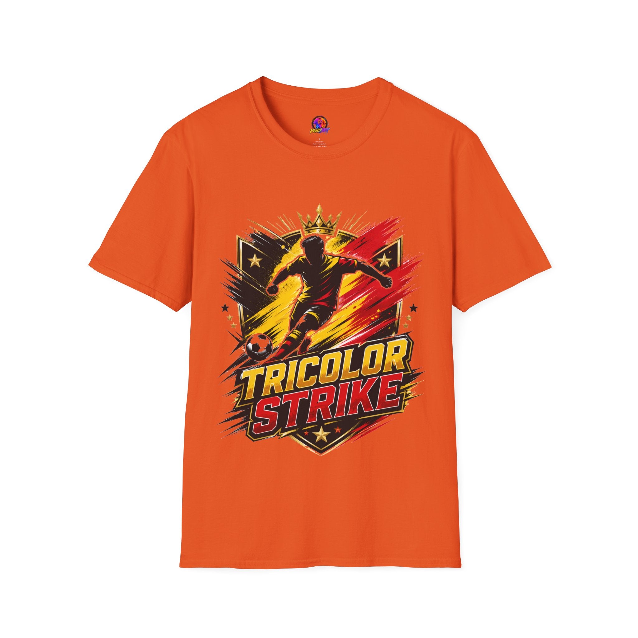 Belgium Soccer T-Shirt — 'Tricolor Strike' Graphic Jersey Tee