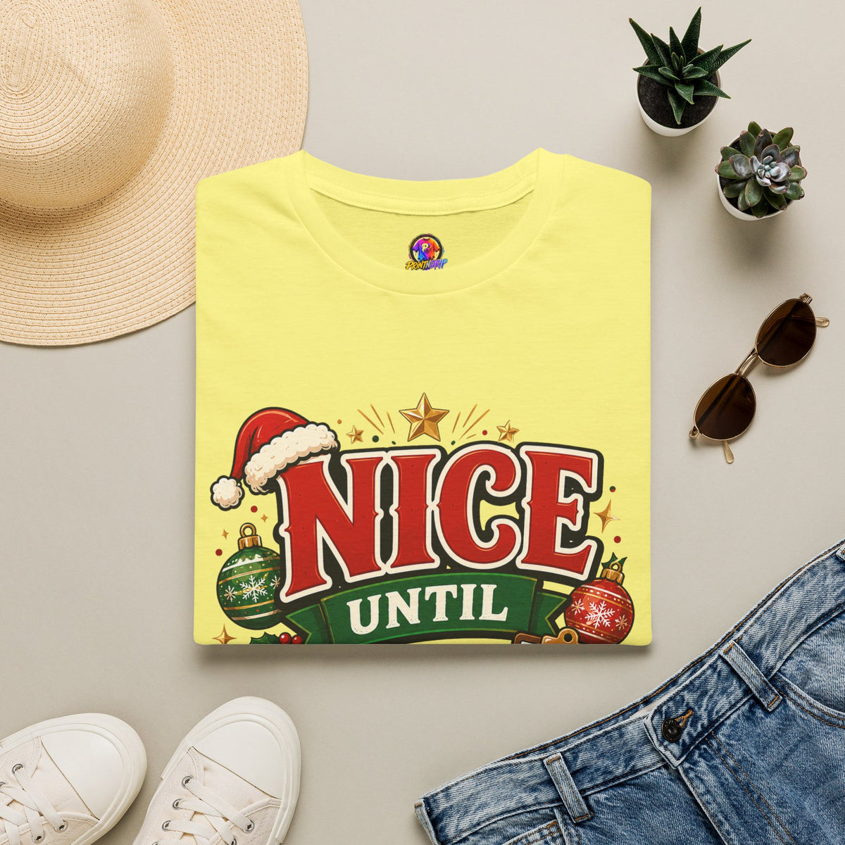 Christmas T-Shirt — "Nice Until Proven Naughty" Holiday Tee