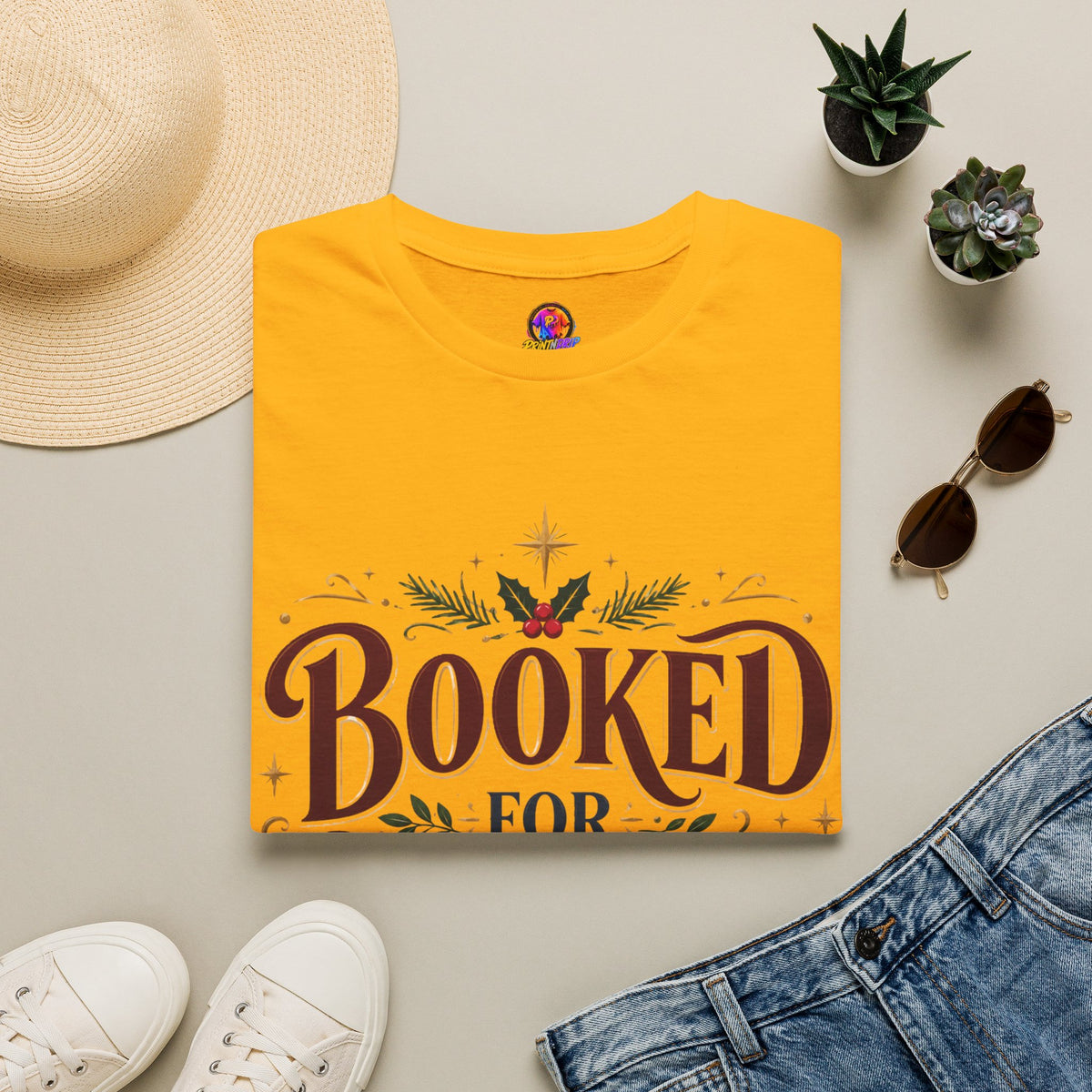 T-Shirt — "Booked for Christmas" Literary Holiday Tee