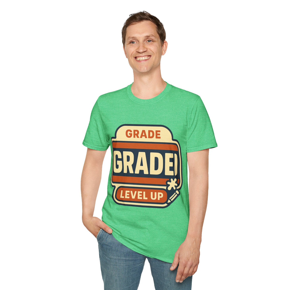 Grade Up Retro Badge T‑Shirt — "GRADE! LEVEL UP" Gamer Teacher Gift - Trending Now - August 2026