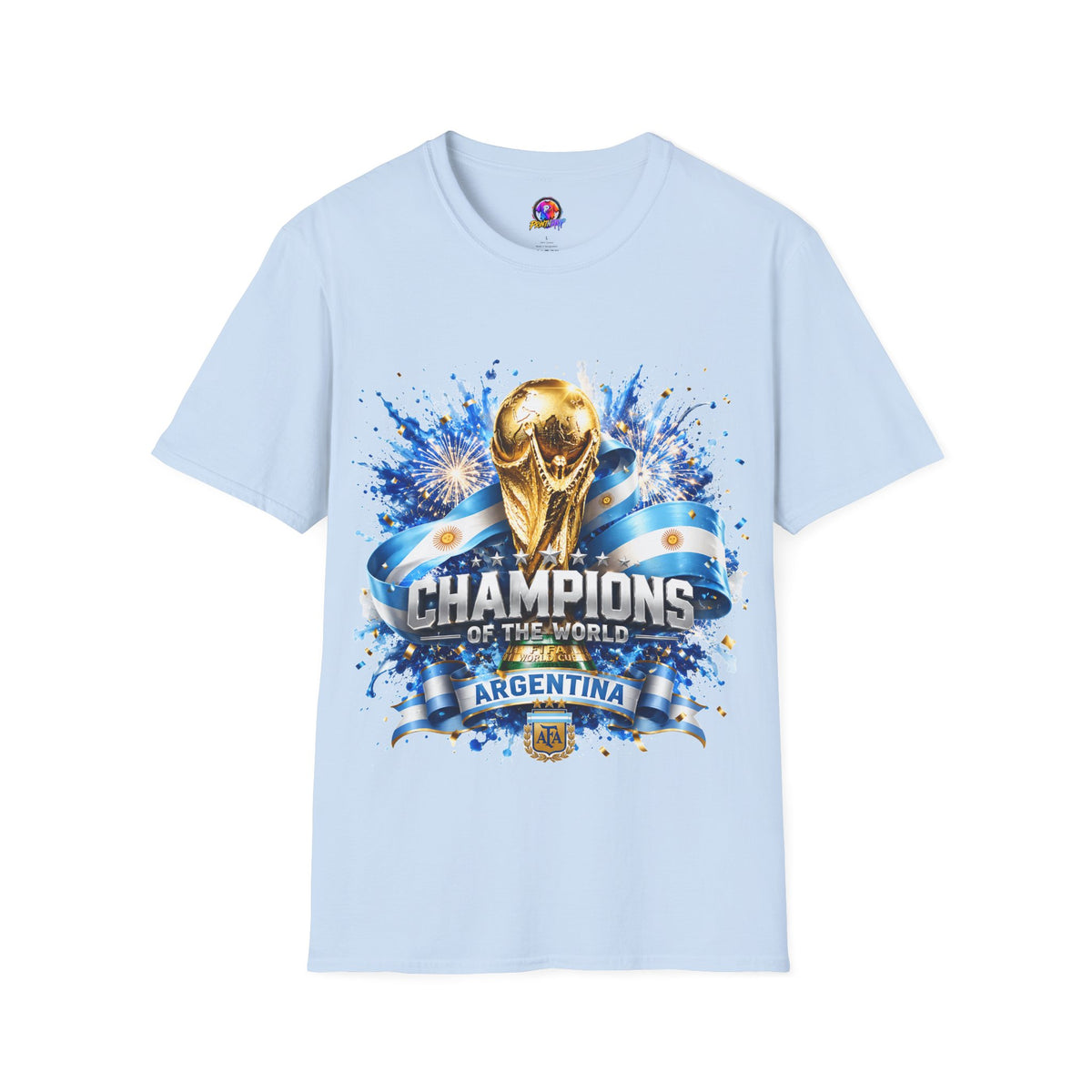 Argentina World Cup Champions T-Shirt — Gold Trophy Celebration Tee