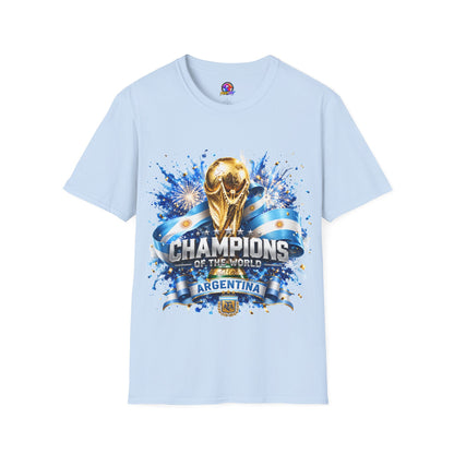 Argentina World Cup Champions T-Shirt — Gold Trophy Celebration Tee