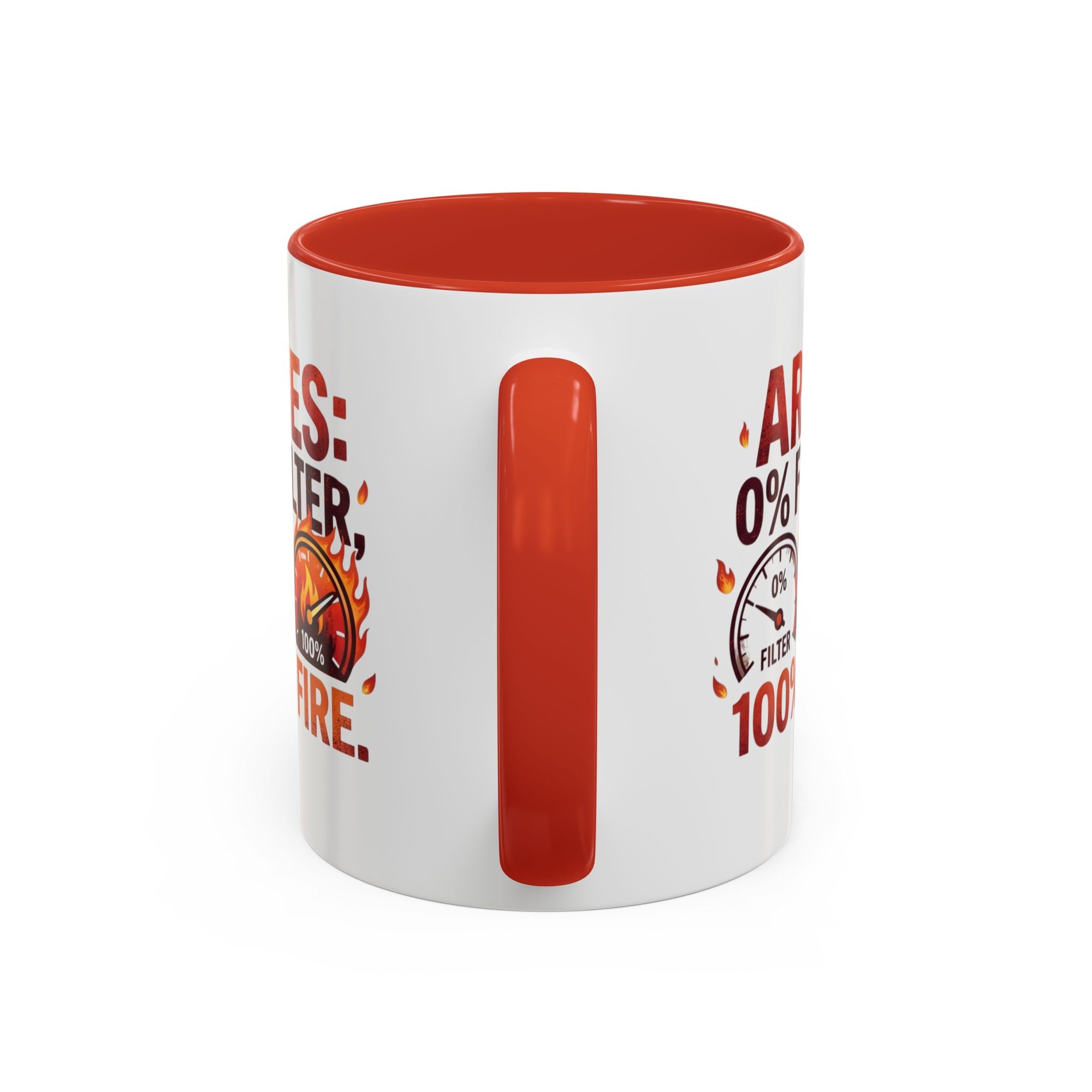 Aries Coffee Mug — "0% Filter, 100% Fire" Zodiac Astrology Mug