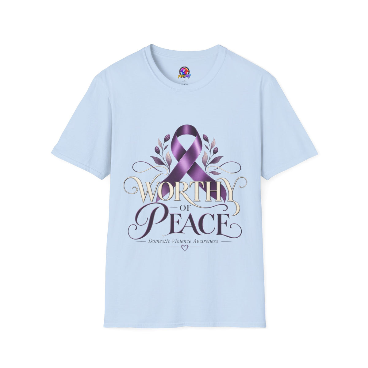 Worthy of Peace Purple Ribbon Domestic Violence  Awareness T-Shirt