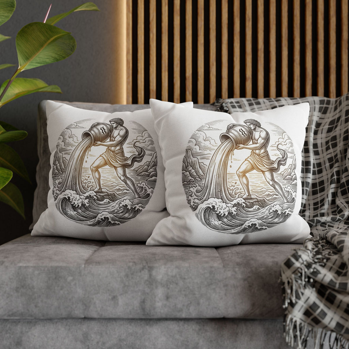 Aquarius Zodiac Throw Pillowcase — Astrology Decorative Pillow Cover