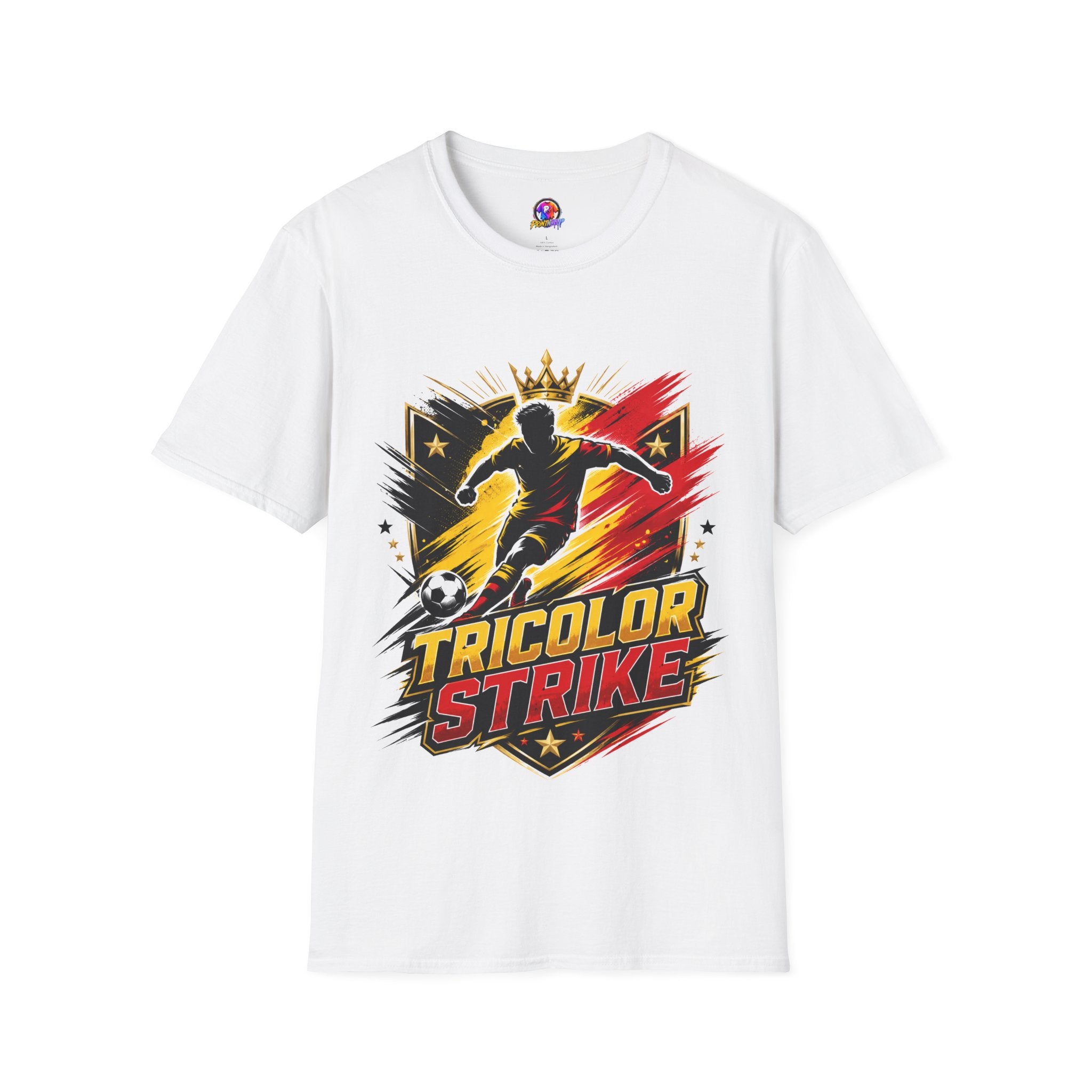 Belgium Soccer T-Shirt — 'Tricolor Strike' Graphic Jersey Tee