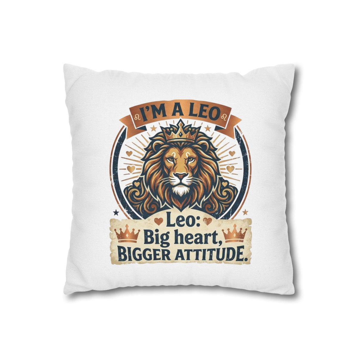 Leo Zodiac Big Heart Big Attitude Spun Polyester Square Pillowcase