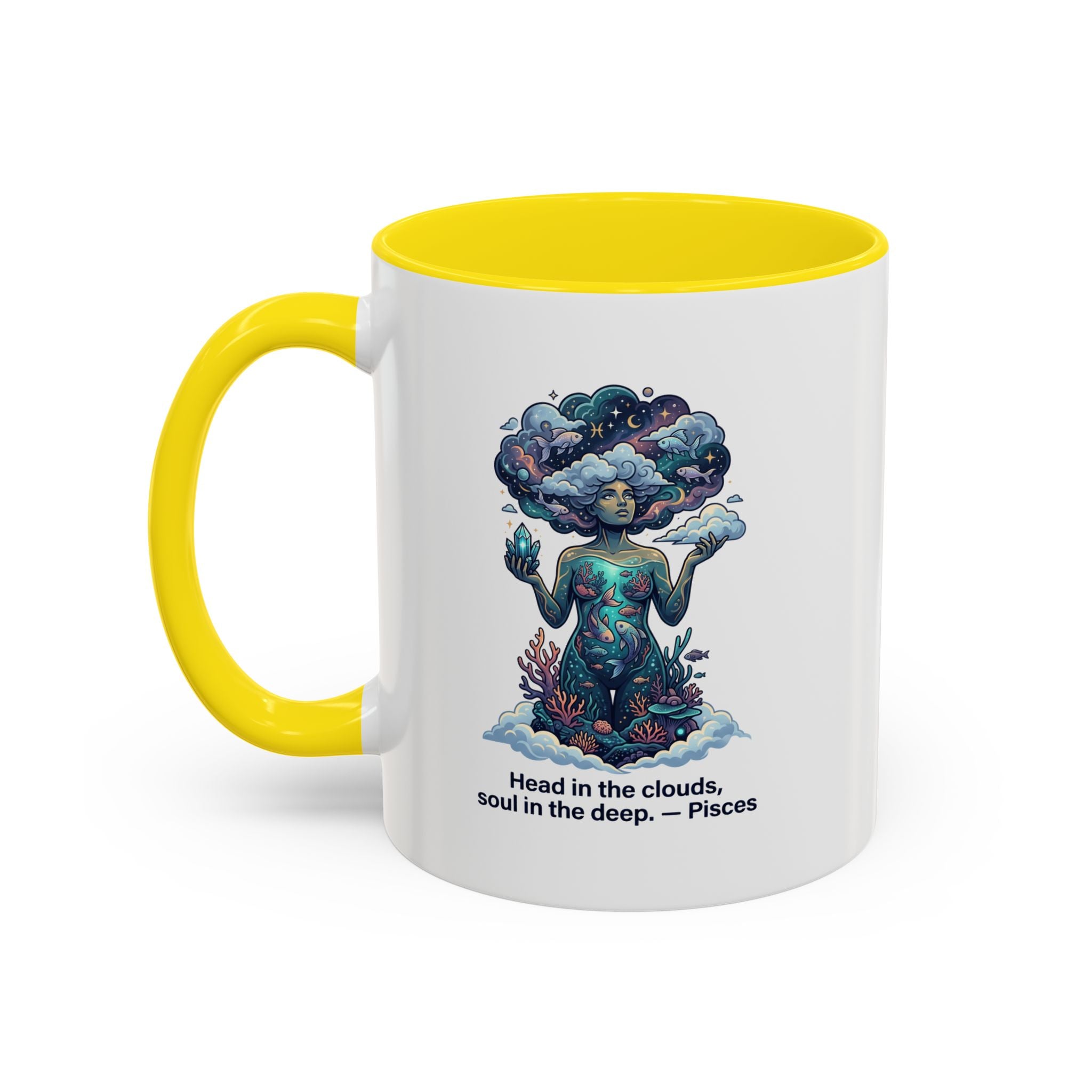 Pisces Coffee Mug — "Head in the clouds, soul in the deep" Accent Mug