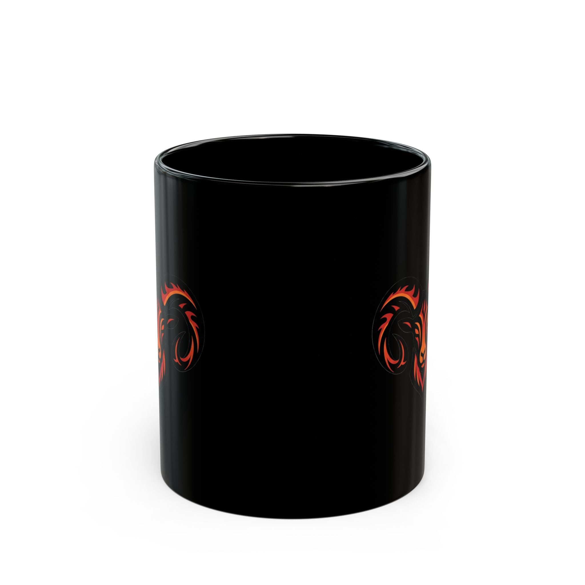 Ram Skull Black Mug — Fiery Aries Goat Head Coffee Cup