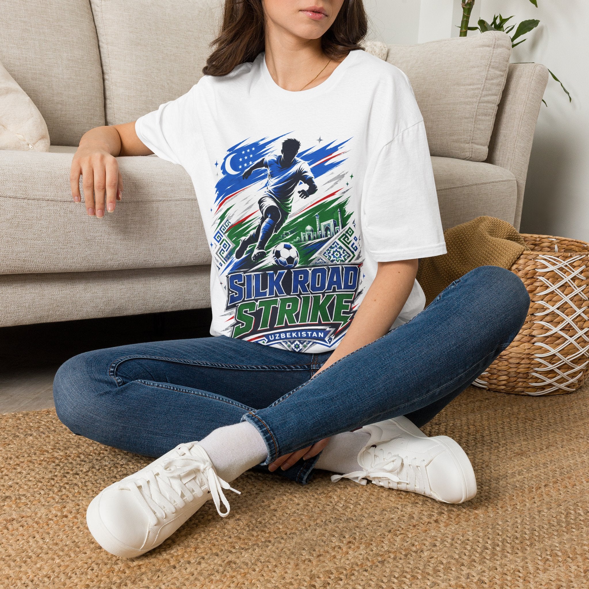 Silk Road Strike Soccer T-Shirt — Uzbekistan Football Graphic Tee
