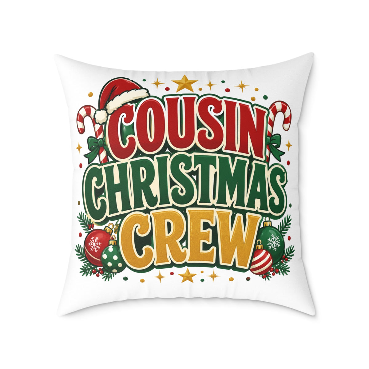 Cousin Christmas Crew Throw Pillow — Festive Holiday Decorative Cushion
