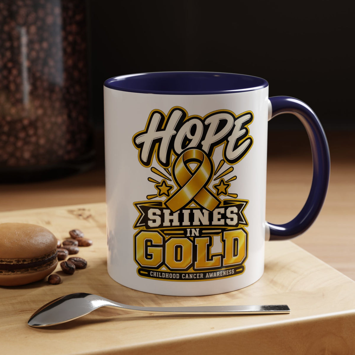 Hope Shines in Gold Coffee Mug — Childhood Cancer Awareness Accent Mug