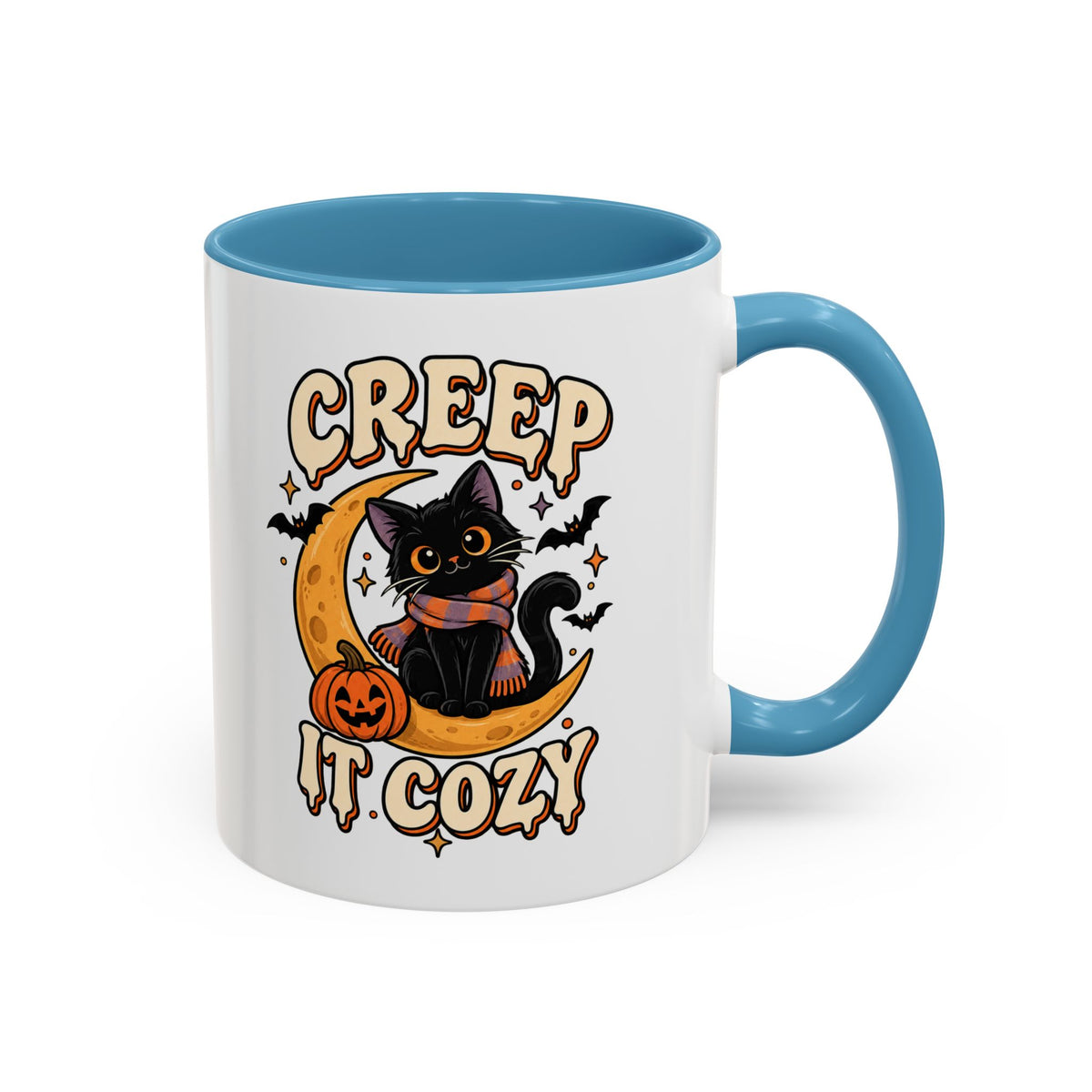 Creepy It Cozy Black Cat Halloween Accent Coffee Mug (11/15oz)