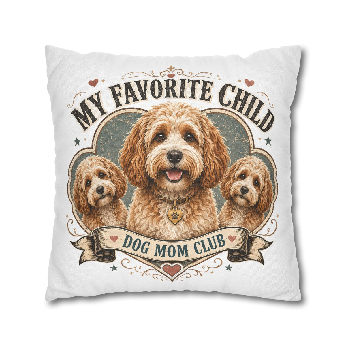 My Favorite Child Dog Mom Club Pillowcase  Milo Bailey Dog Dad Mom— Cute Doodle Pet Throw Pillow Cover