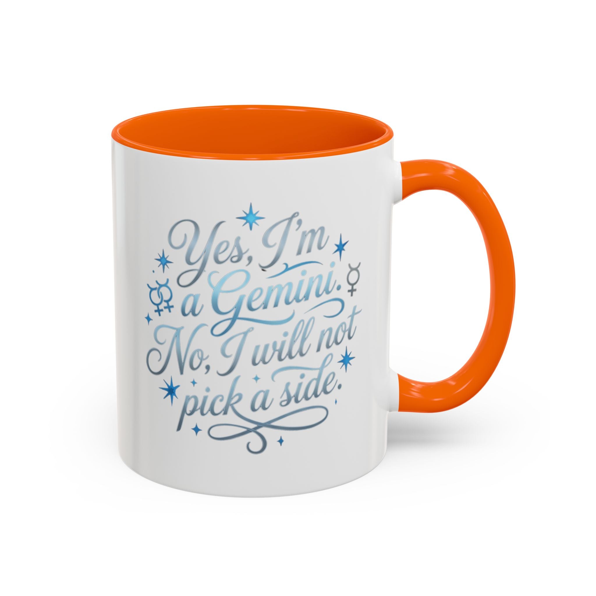 Gemini Zodiac Accent Coffee Mug – “Yes, I’m a Gemini. No, I will not pick a side.” – Astrological Gift