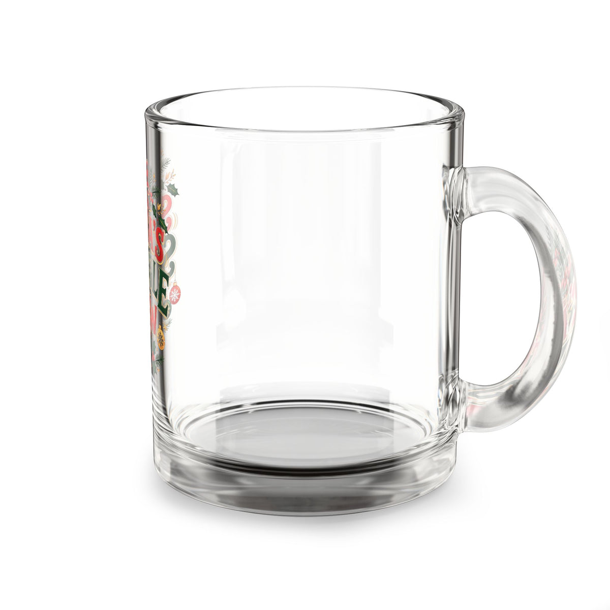 Christmas Glass Mug 10 oz Glass Mug — "Santa's Snuggle Crew" Christmas Holiday Coffee Cup