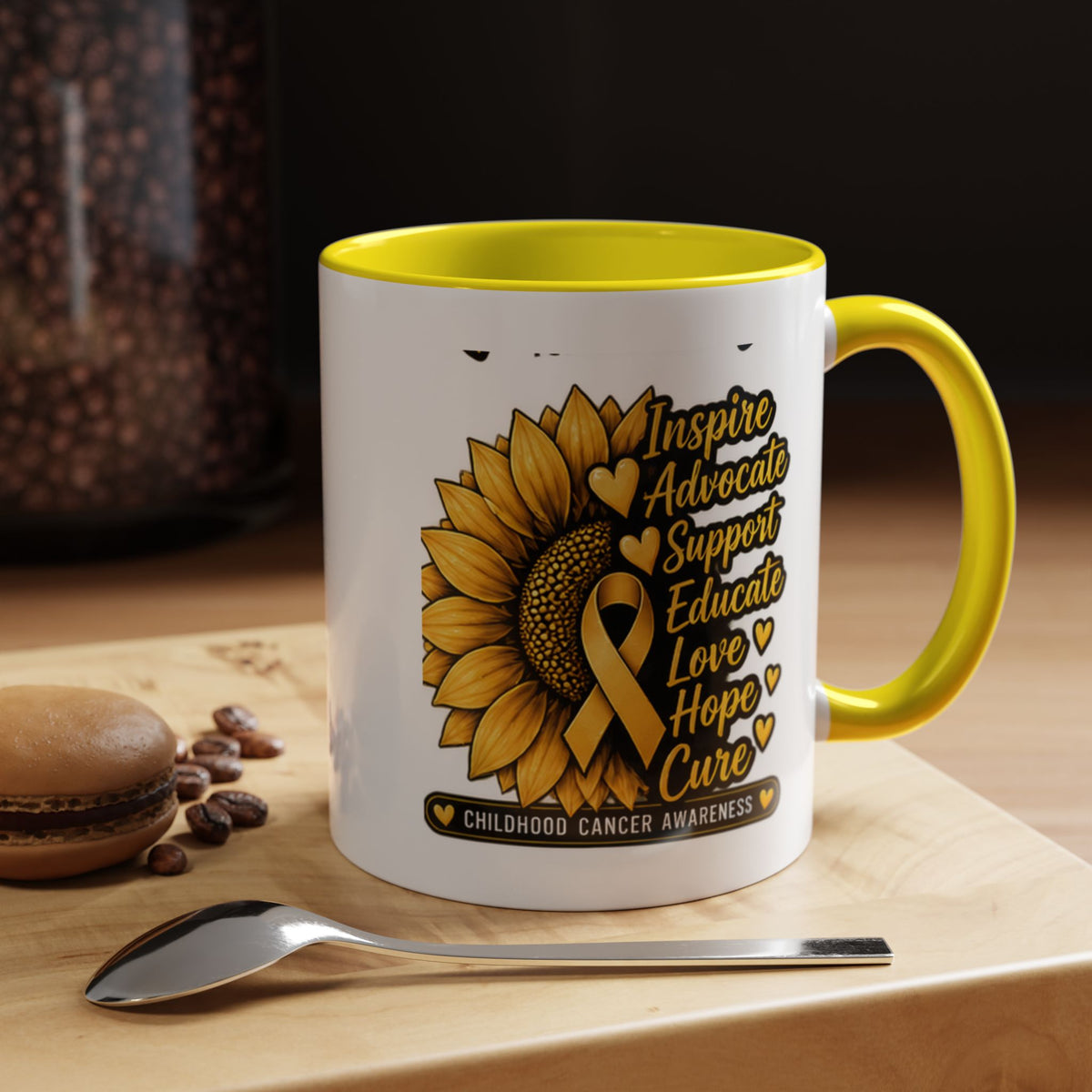 Childhood Cancer Awareness Sunflower Accent Coffee Mug (11/15oz)