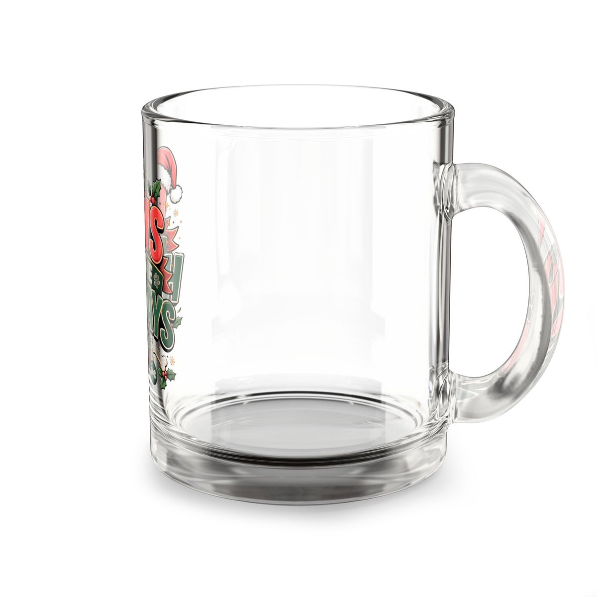 Christmas Glass Mug 10 oz Glass Mug — "Paws for the Holidays" Christmas Pet Lover Coffee Mug