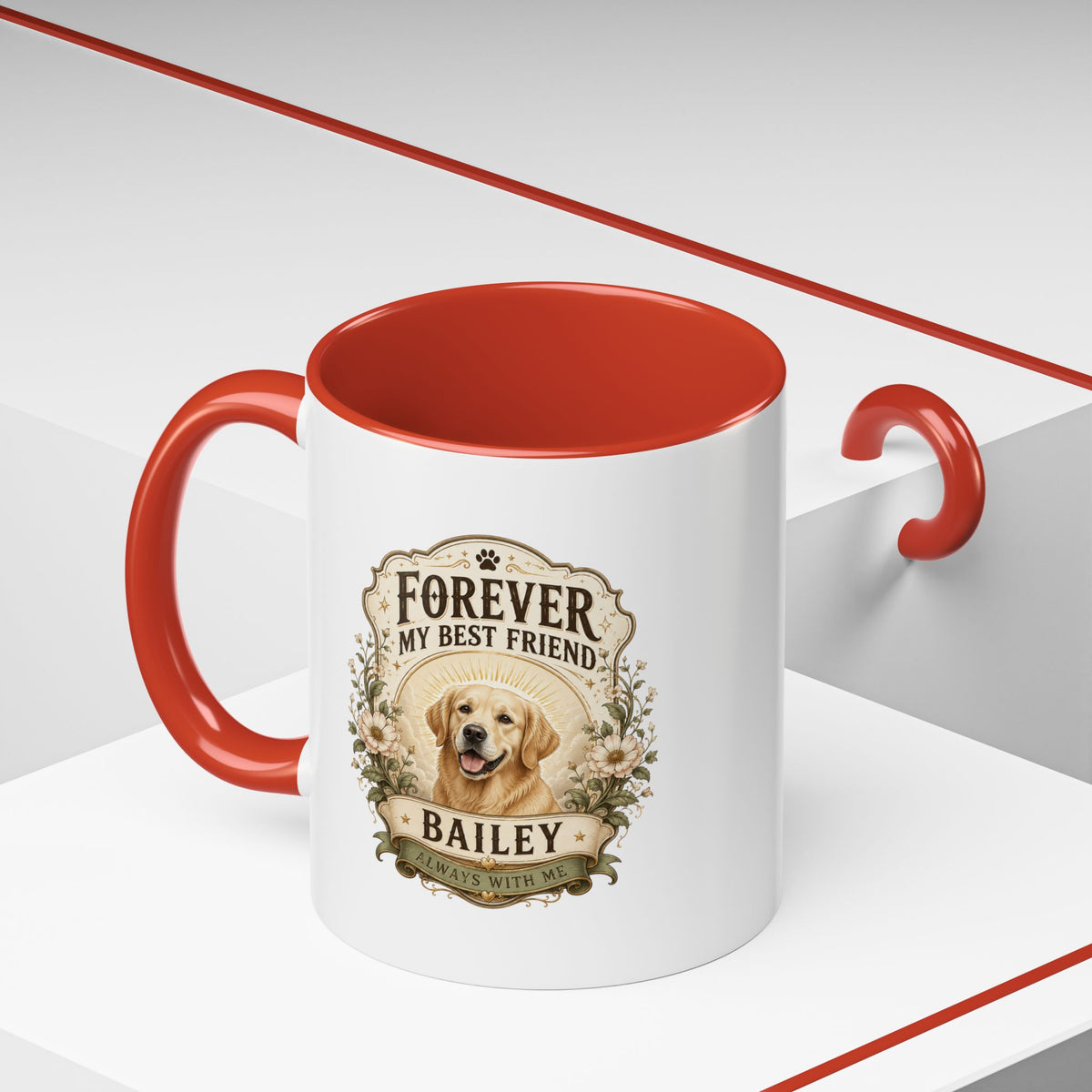 Milo Bailey Dog Dad Mom Forever My Best Friend Dog Coffee Mug — Personalized Pet Name Golden Retriever Accent Mug