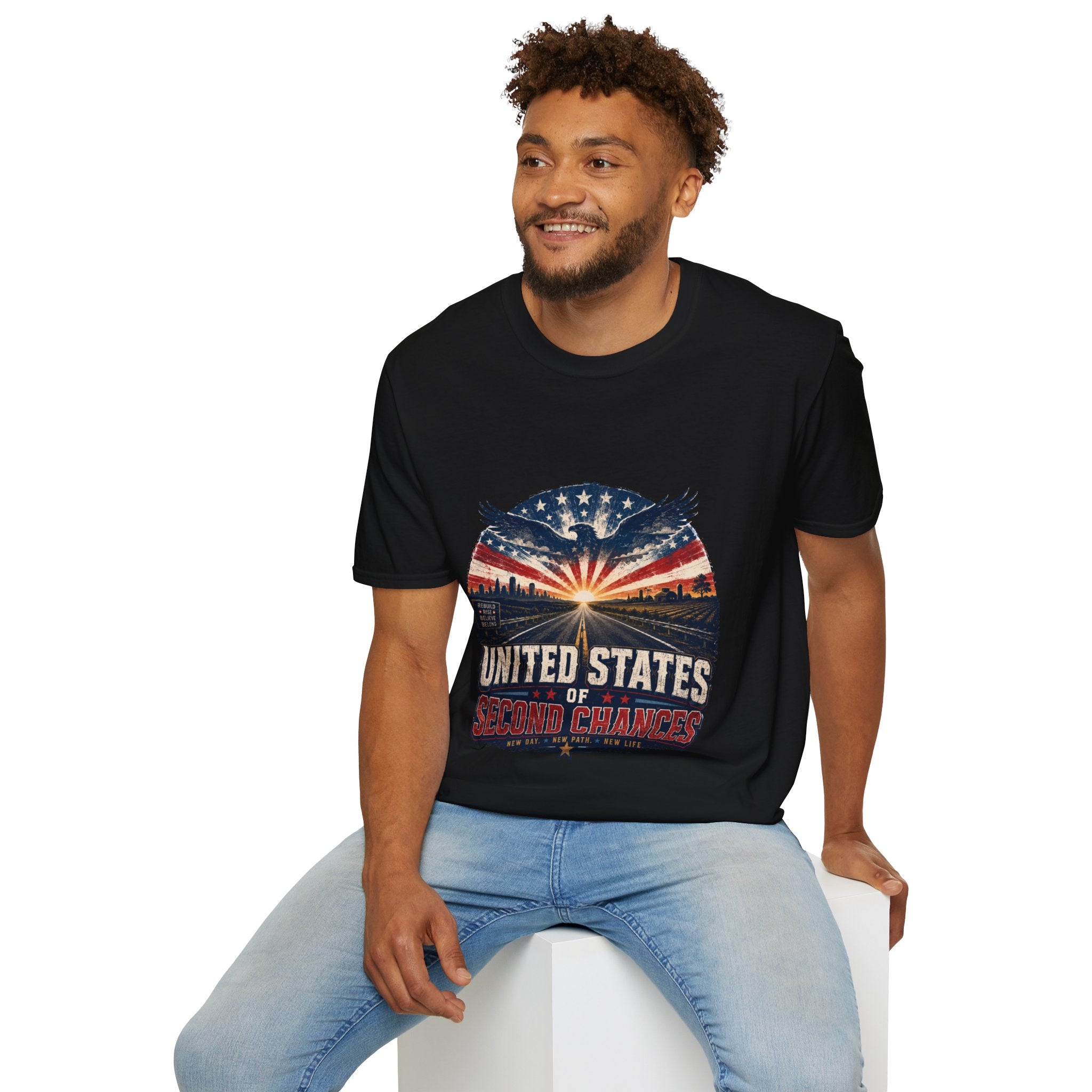 Patriotic Eagle T-Shirt — United States Skyline Vintage Flag Design