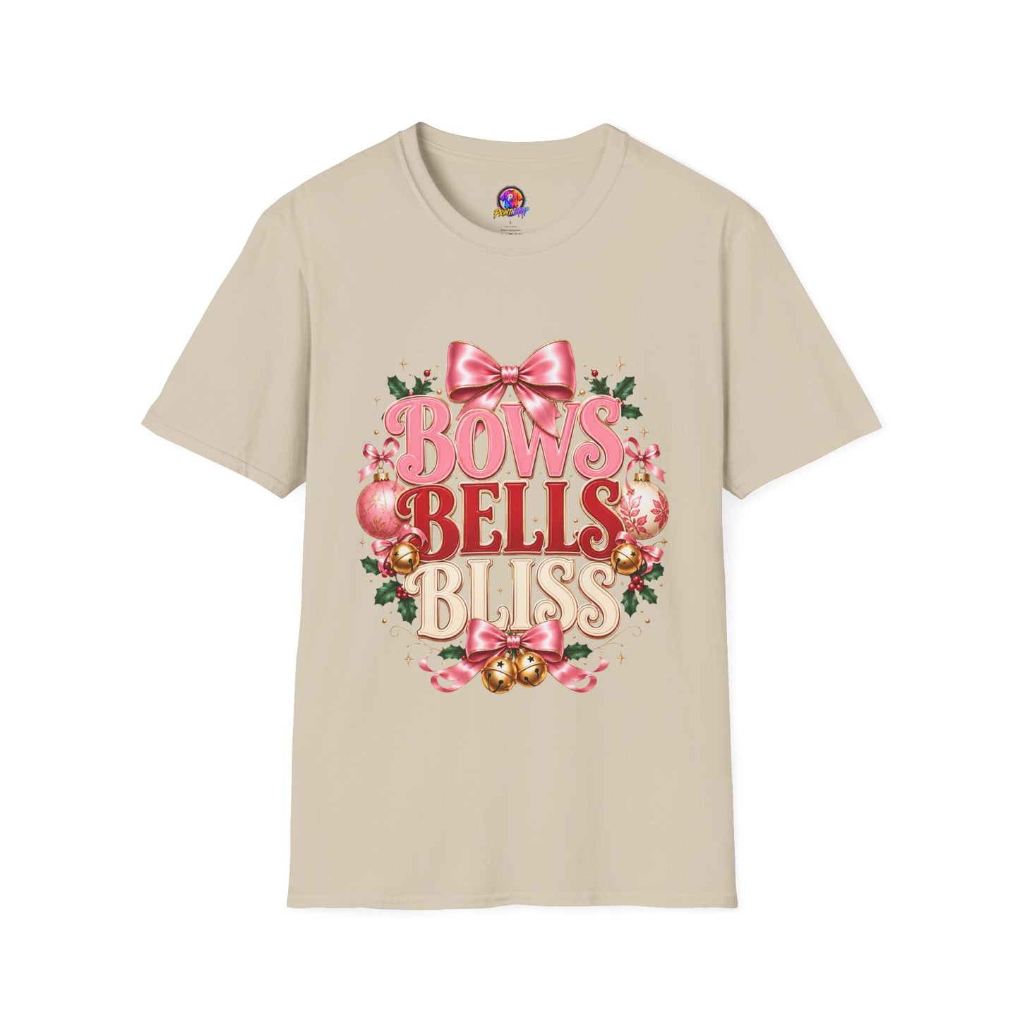 T-Shirt — Bows Bells Bliss Christmas Graphic Tee