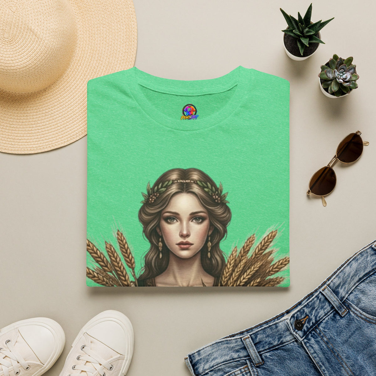 Goddess of Harvest T‑Shirt — Wheat Maiden Graphic Tee
