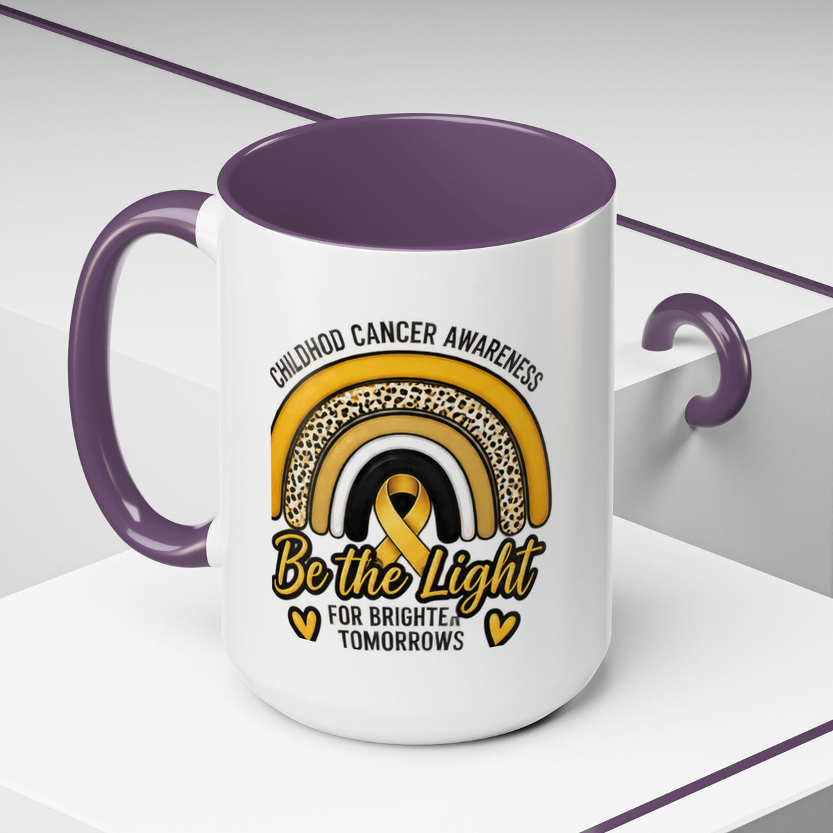 Childhood Cancer Awareness Accent Coffee Mug — "Be the Light" 11/15oz