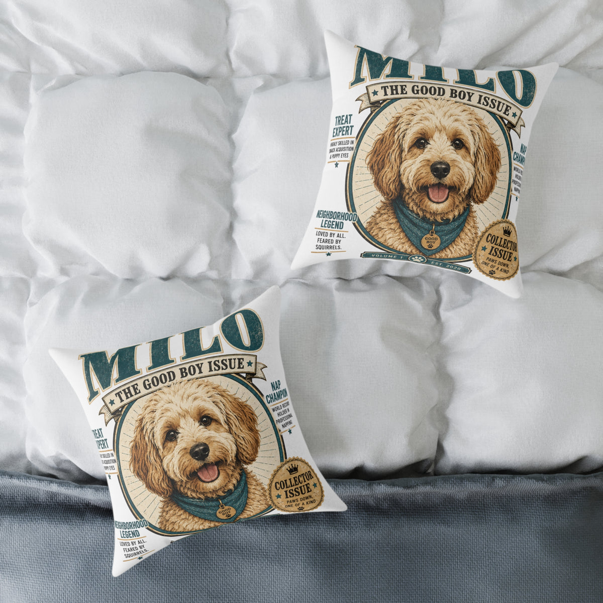 Milo "The Good Boy Issue" Decorative Pillow  Milo Bailey Dog Dad Mom